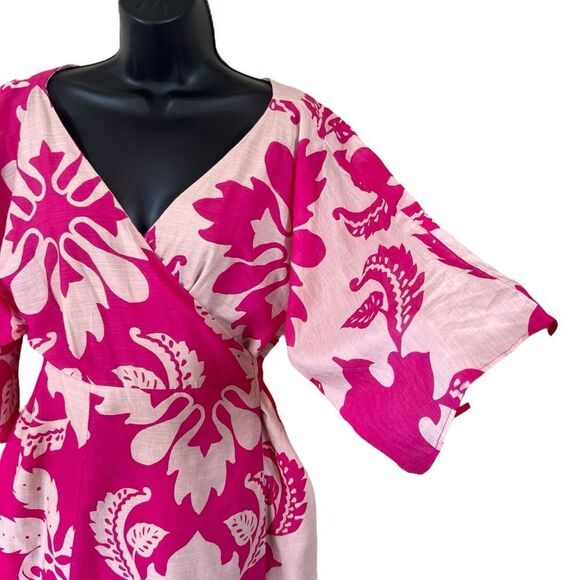 eShakti WAYWARD FANCIES Floral Tile Print Cotton Voile Wrap Dress - Picture 5 of 13